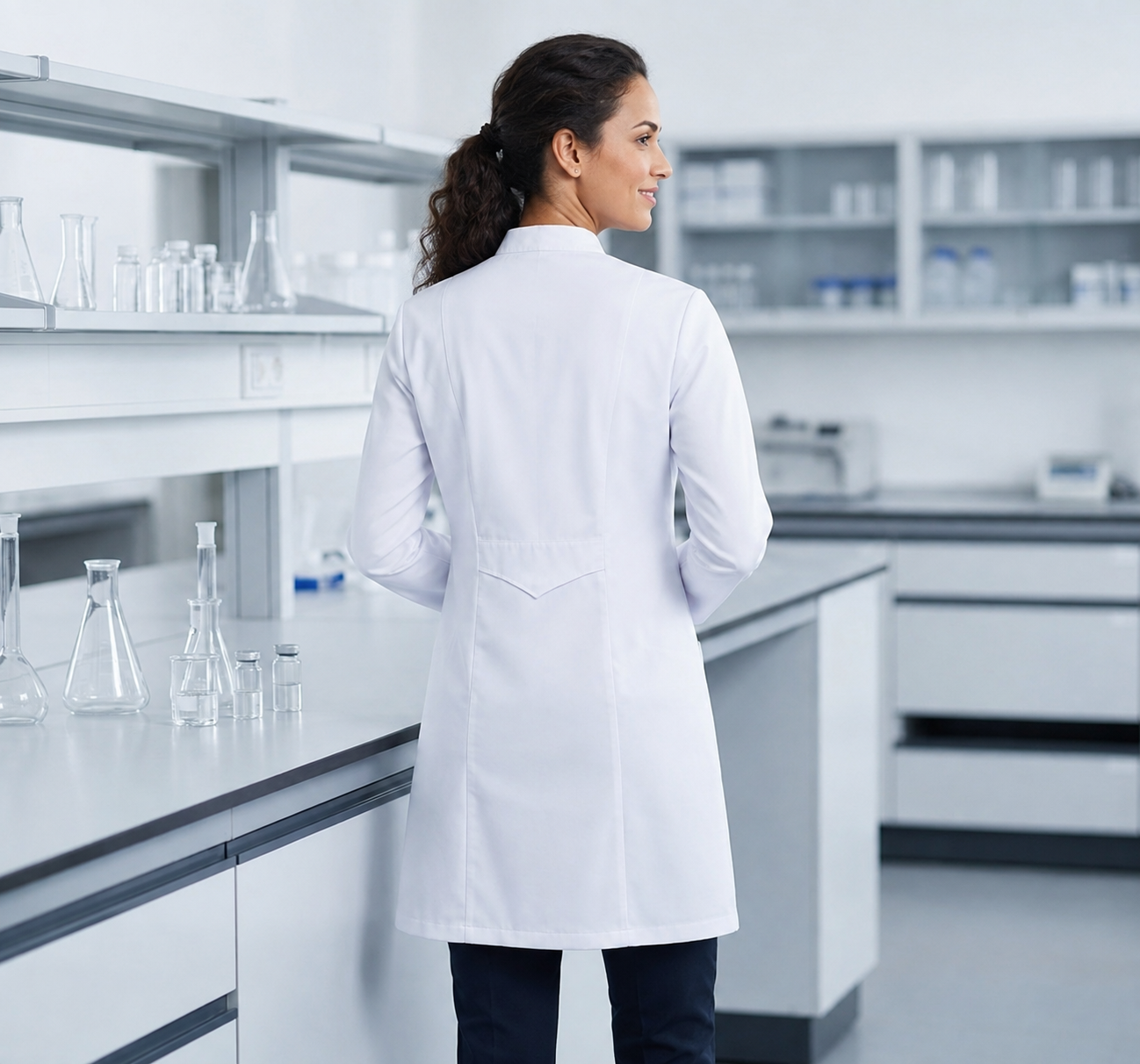 beyaz önlük doktor eczacı öğretmen öğrenci kuplu model belden oturtma - Görsel 3